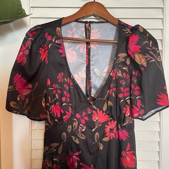 ASOS | floral red black open back jumpsuit size 10 - Picture 2 of 14